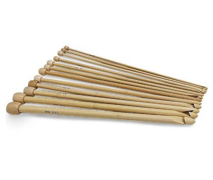 N011 - Set med 12 st. tunisiska virknålar i finaste bambu