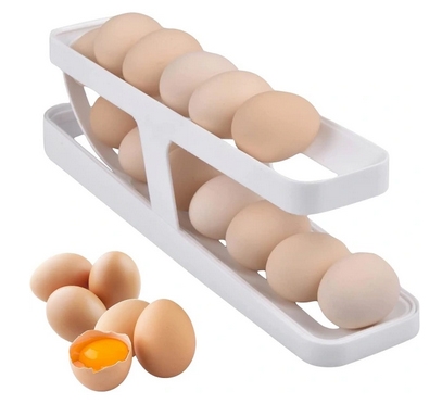 Äggbehållare för kylskåp, äggdispenser, ägghållare, äggförvaring för 12-14 ägg, dubbla lager, organizer för kök