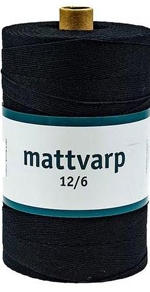 Extra stark Mattvarp 12/6 Svart - 500 gr / rulle - 100% ekologisk bomullsmattvarp