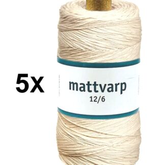 5 st. rullar Extra stark Mattvarp 12/6 Oblekt 500 gr / rulle - 100% ekologisk bomullsmattvarp